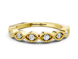 Yellow gold Milgrain Marquise Diamond Half Eternity Band with Bezel Setting_48