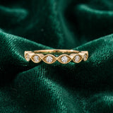 Yellow gold Milgrain Marquise Diamond Half Eternity Band with Bezel Setting