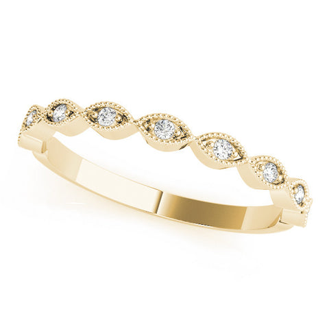 Yellow gold Milgrain Marquise Diamond Half-Eternity Band with Bezel Setting