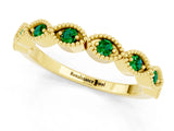 Yellow gold Milgrain Marquise Emerald Half Eternity Band with Bezel Setting_19