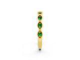 Yellow gold Milgrain Marquise Emerald Half Eternity Band with Bezel Setting_20