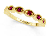 Yellow gold Milgrain Marquise Garnet Half Eternity Band with Bezel Setting_19