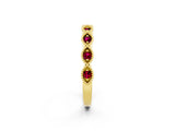 Yellow gold Milgrain Marquise Garnet Half Eternity Band with Bezel Setting_20