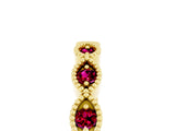 Yellow gold Milgrain Marquise Garnet Half Eternity Band with Bezel Setting_23