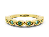 Yellow gold Milgrain Marquise Green Sapphire Half Eternity Band with Bezel Setting_18