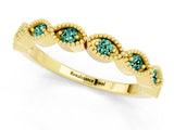 Yellow gold Milgrain Marquise Green Sapphire Half Eternity Band with Bezel Setting_19