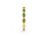 Yellow gold Milgrain Marquise Green Sapphire Half Eternity Band with Bezel Setting_20