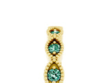 Yellow gold Milgrain Marquise Green Sapphire Half Eternity Band with Bezel Setting_23