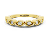 Yellow gold Milgrain Marquise Moissanite Half Eternity Band with Bezel Setting_18