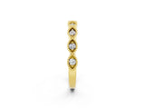Yellow gold Milgrain Marquise Moissanite Half Eternity Band with Bezel Setting_20
