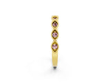 Yellow gold Milgrain Marquise Morganite Half Eternity Band with Bezel Setting_20