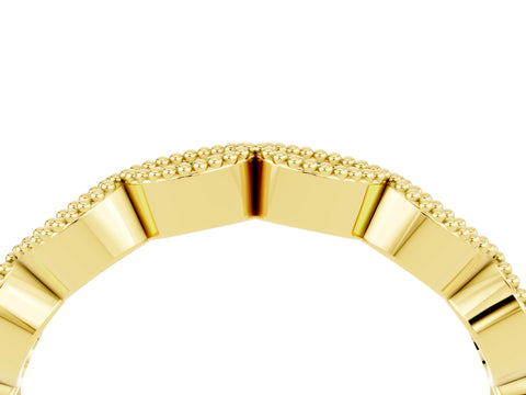 Yellow gold Milgrain Marquise Peridot Half Eternity Band with Bezel Setting_10