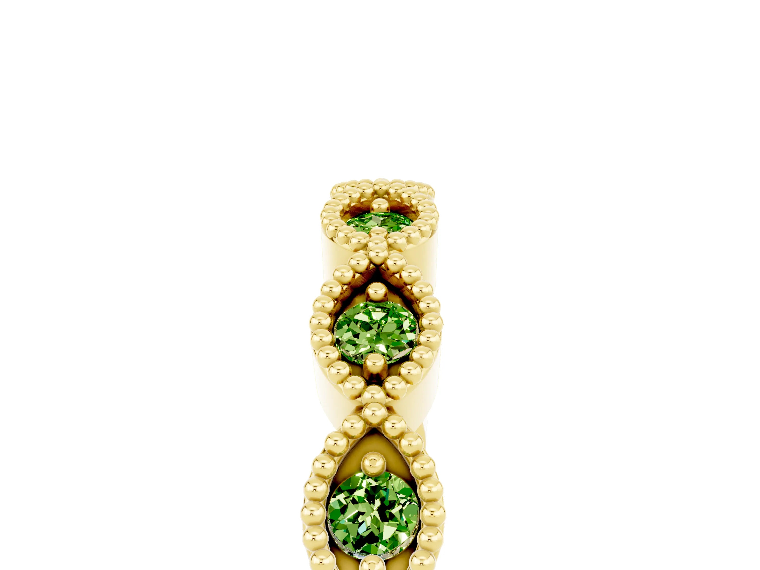 Yellow gold Milgrain Marquise Peridot Half Eternity Band with Bezel Setting_11