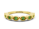 Yellow gold Milgrain Marquise Peridot Half Eternity Band with Bezel Setting_18