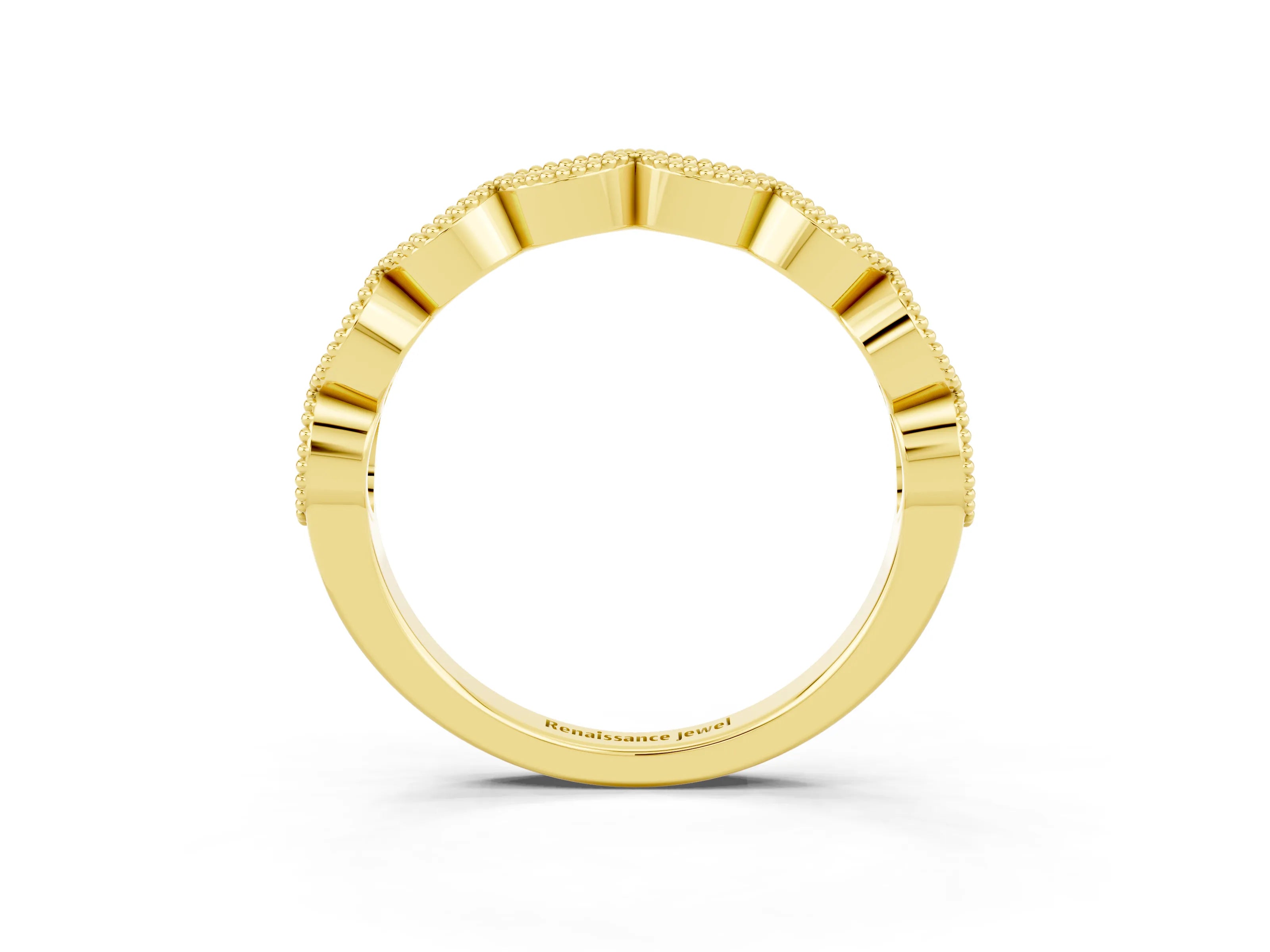 Yellow gold Milgrain Marquise Peridot Half Eternity Band with Bezel Setting_9