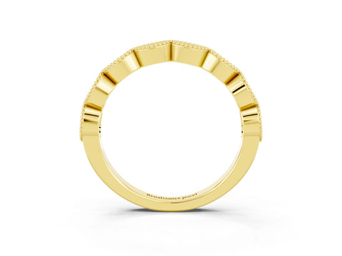 Yellow gold Milgrain Marquise Peridot Half Eternity Band with Bezel Setting_9