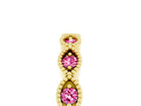 Yellow gold Milgrain Marquise Pink Sapphire Half Eternity Band with Bezel Setting_23