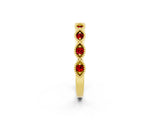 Yellow gold Milgrain Marquise Ruby Half Eternity Band with Bezel Setting_20