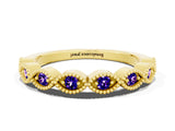 Yellow gold Milgrain Marquise Tanzanite Half Eternity Band with Bezel Setting_18