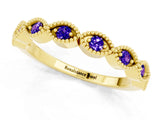 Yellow gold Milgrain Marquise Tanzanite Half Eternity Band with Bezel Setting_19