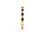 Yellow gold Milgrain Marquise Tanzanite Half Eternity Band with Bezel Setting_20