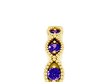 Yellow gold Milgrain Marquise Tanzanite Half Eternity Band with Bezel Setting_23