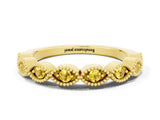 Yellow gold Milgrain Marquise Yellow Sapphire Half Eternity Band with Bezel Setting_18