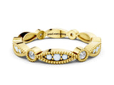 Yellow gold Milgrain Marquise and Round Diamond Eternity Band with Bezel Setting_3