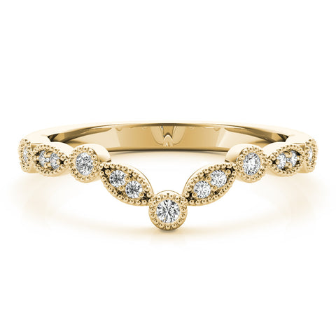 Yellow gold Milgrain Marquise and Round Diamond Half Eternity Band 1