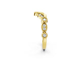 Yellow gold Milgrain Marquise and Round Diamond Half Eternity Band_11