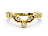 Yellow gold Milgrain Marquise and Round Diamond Half Eternity Band_9