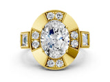 Yellow gold Milgrain Oval Cut Diamond Halo Split Shank Ring_8