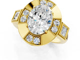 Yellow gold Milgrain Oval Cut Diamond Halo Split Shank Ring_9