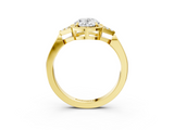 Yellow gold Milgrain Oval Cut Diamond Ring with Tapered Pave Band and Four Prong Setting_6