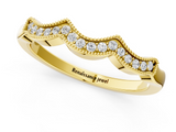 Yellow gold Milgrain Pavé Round Diamond Curved Band_19