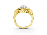 Yellow gold Milgrain Pear Cut Diamond Halo Split Shank Ring_23