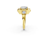 Yellow gold Milgrain Princess Cut Diamond Halo Split Shank Ring_16