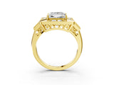 Yellow gold Milgrain Princess Cut Diamond Halo Split Shank Ring_17