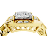 Yellow gold Milgrain Princess Cut Diamond Halo Split Shank Ring_18