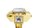 Yellow gold Milgrain Princess Cut Diamond Halo Split Shank Ring_19