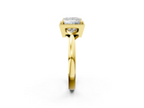 Yellow gold Milgrain Princess Cut Diamond Ring with Tapered Pave Band and Four Prong Setting_5