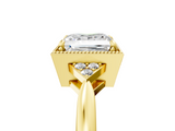 Yellow gold Milgrain Princess Cut Diamond Ring with Tapered Pave Band and Four Prong Setting_8