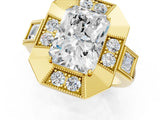 Yellow gold Milgrain Radiant Cut Diamond Halo Split Shank Ring_39