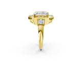 Yellow gold Milgrain Radiant Cut Diamond Halo Split Shank Ring_40