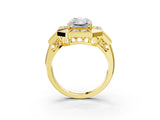 Yellow gold Milgrain Radiant Cut Diamond Halo Split Shank Ring_41