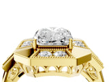 Yellow gold Milgrain Radiant Cut Diamond Halo Split Shank Ring_42