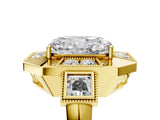 Yellow gold Milgrain Radiant Cut Diamond Halo Split Shank Ring_43