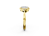 Yellow gold Milgrain Radiant Cut Diamond Ring with Tapered Pave Band and Four Prong Setting_25