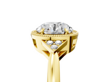 Yellow gold Milgrain Round Cut Diamond Ring with Tapered Pave Band and Four Prong Setting_8