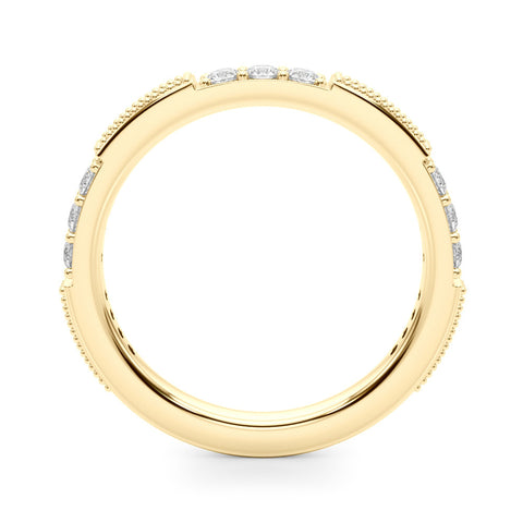 Yellow gold Milgrain Round Diamond Pavé Channel Set White Gold Band 1